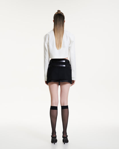 Wool mini skirt with silk lining