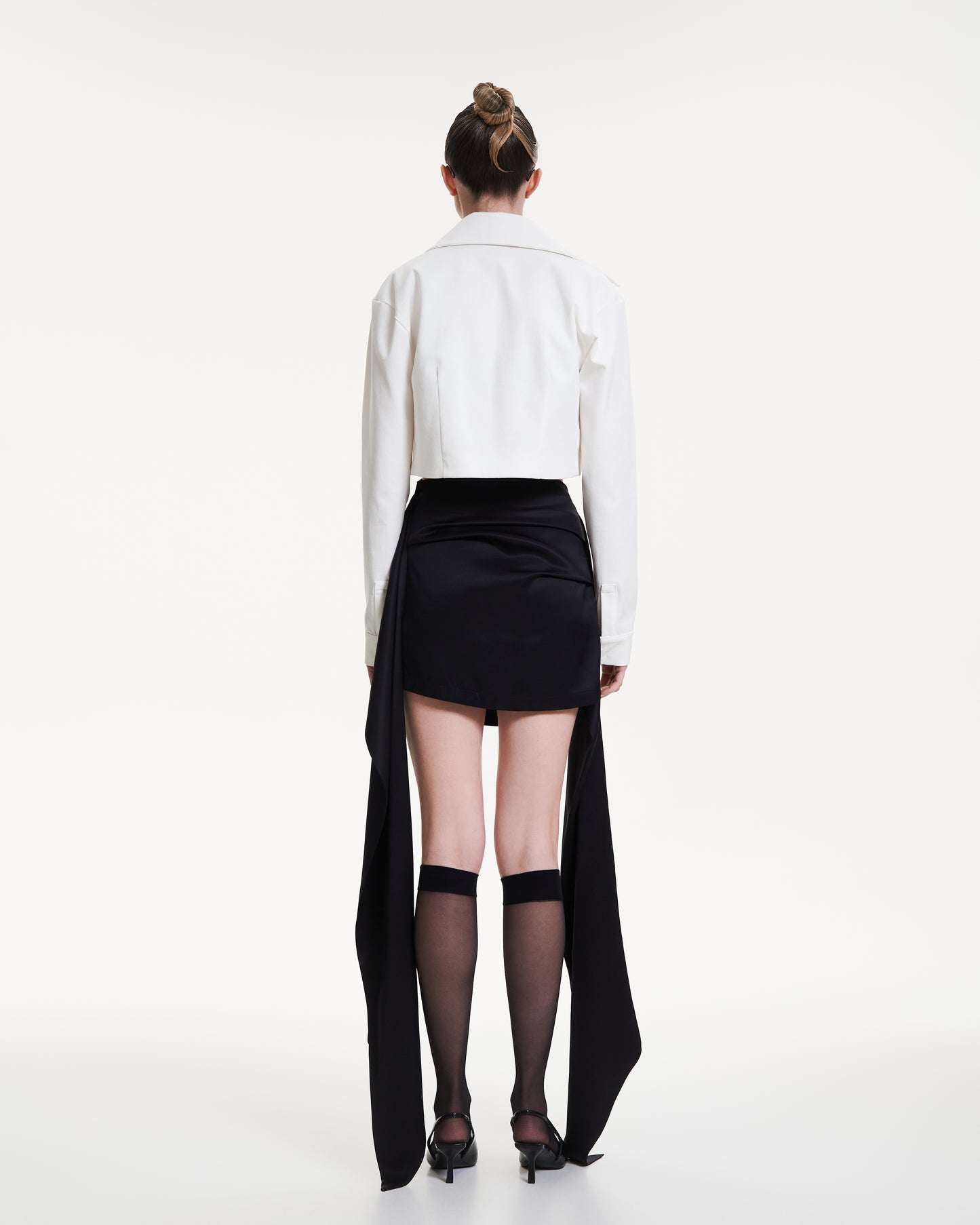 Silk double sash mini skirt