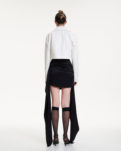 Silk double sash mini skirt