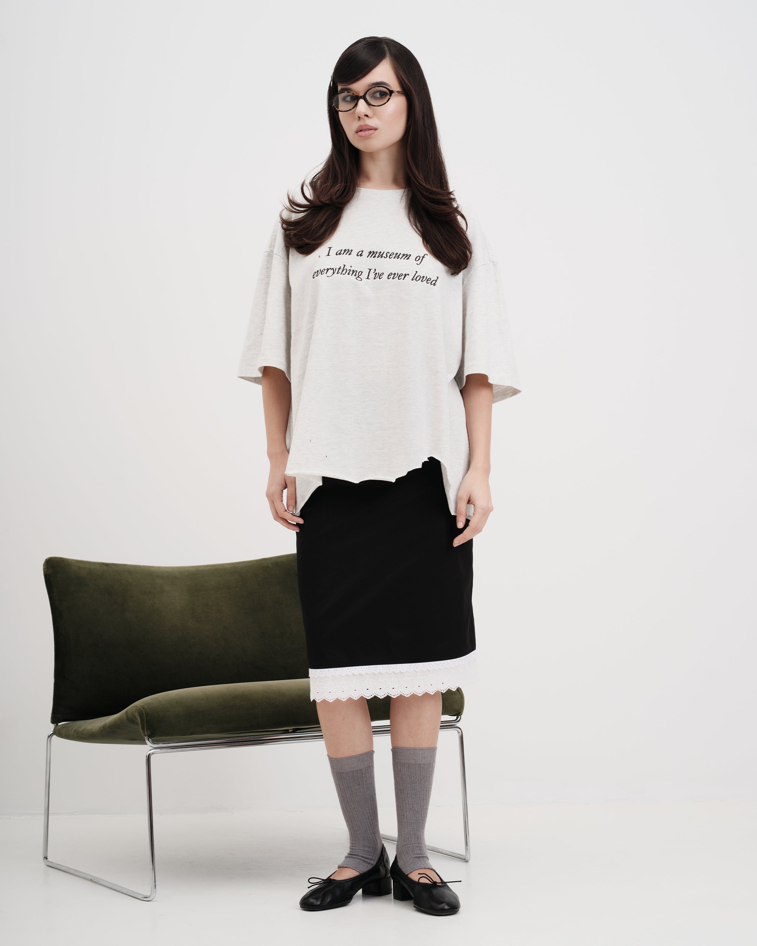 "I am a museum" Tee - Grey Melange