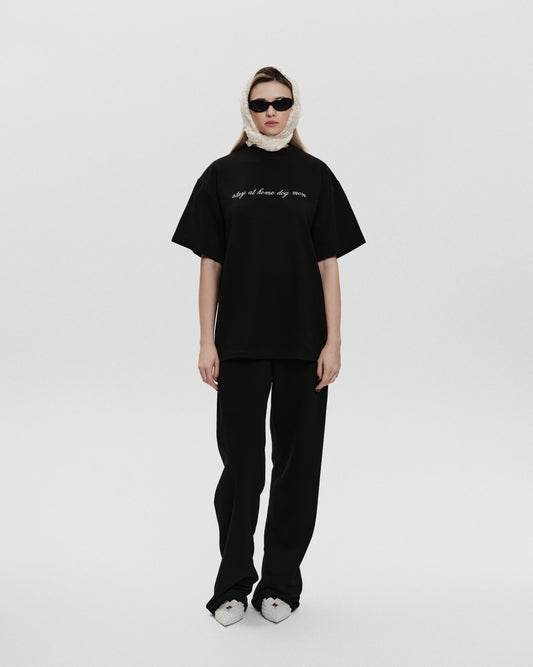"Stay at home dog mom" black t-shirt
